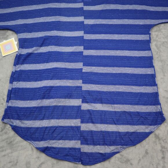 Lula Roe Sweater Womens S Blue Striped Lindsay Cardigan Komono Cover Up - Picture 11 of 14